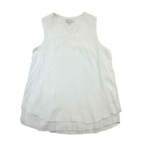 Cristina B White Sleeveless Layered Blouse Tank Top Women's Large Viscose